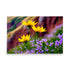 Breathtaking floral art print with small purple flowers and large yellow flowers with red cliffs.