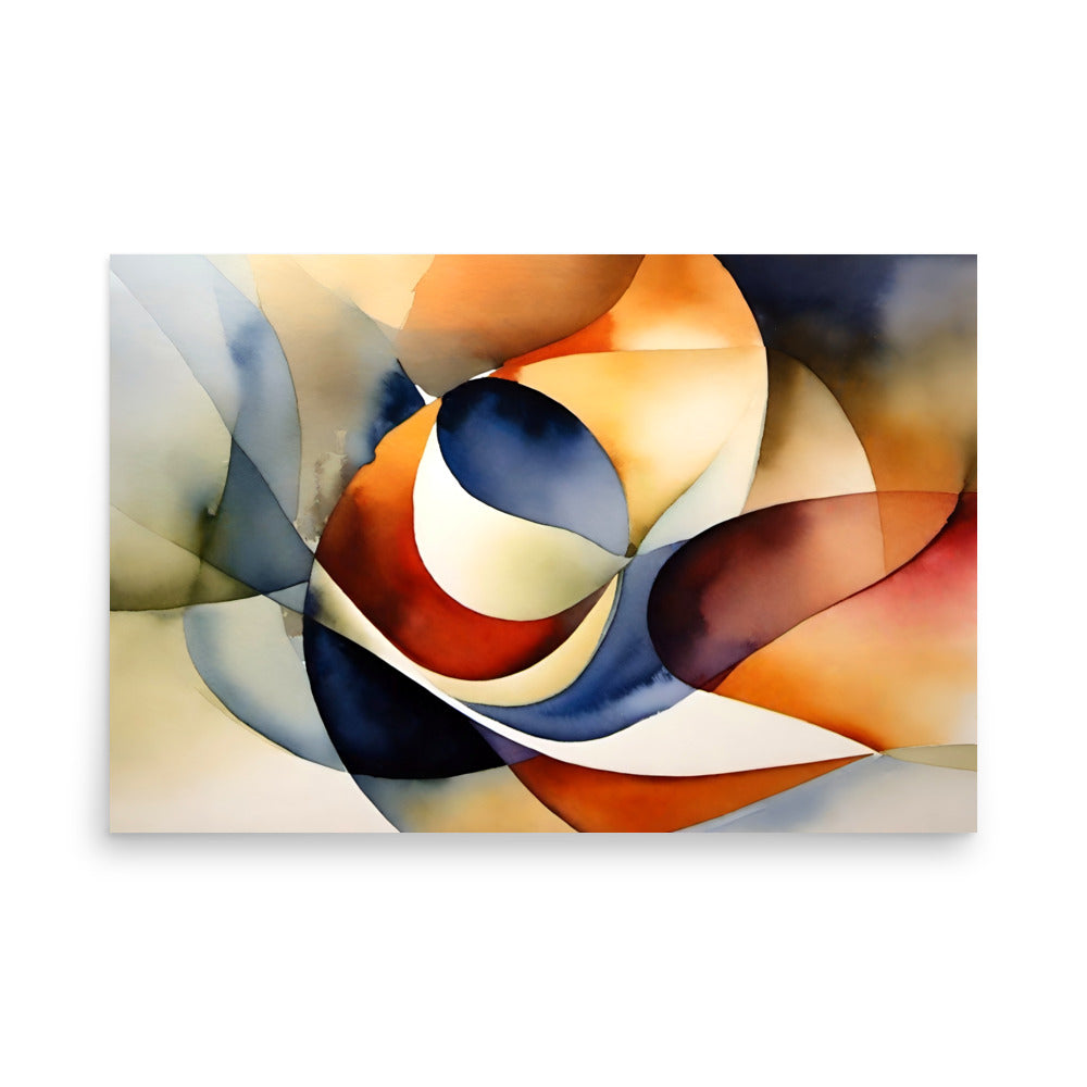 A bold abstract watercolor painting with warm rich colors are dancing on the canvas.