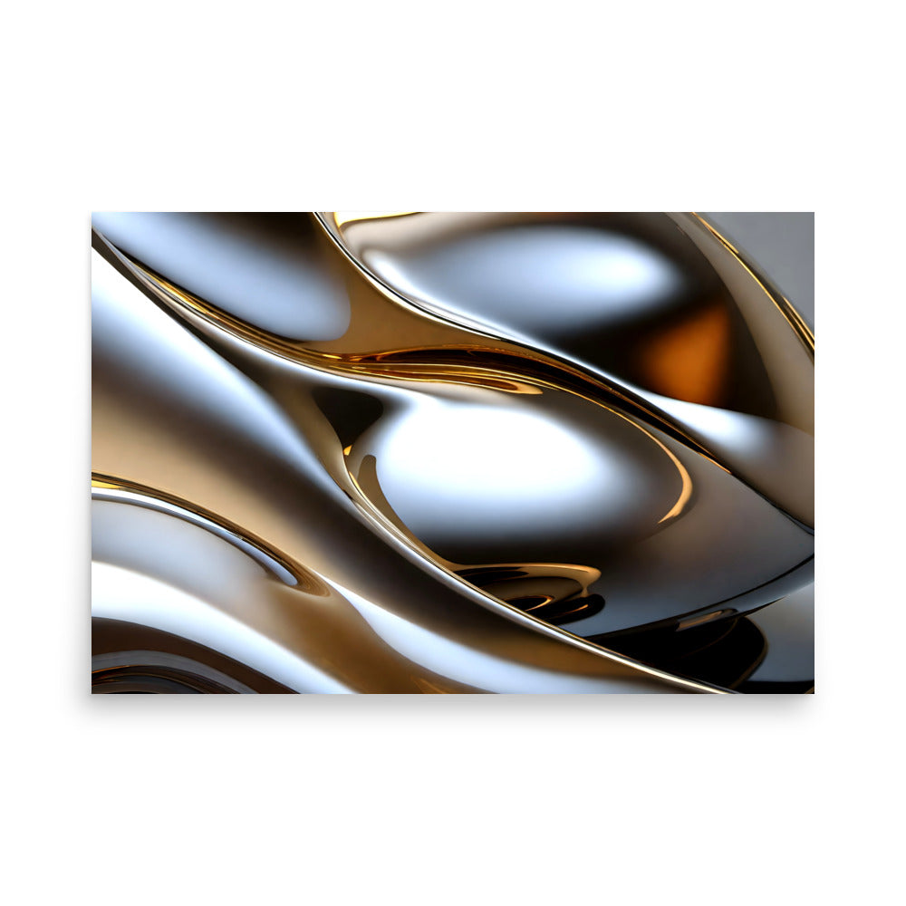 A fascinating modern art, silver and gold with natural curves that are emanating light.