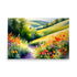 A path with flowers, landscape watercolor painting, orangish red flowers growing by the path.