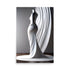 A stylish modern art, mannequin like ivory white statue, with a black and white artistic composition.