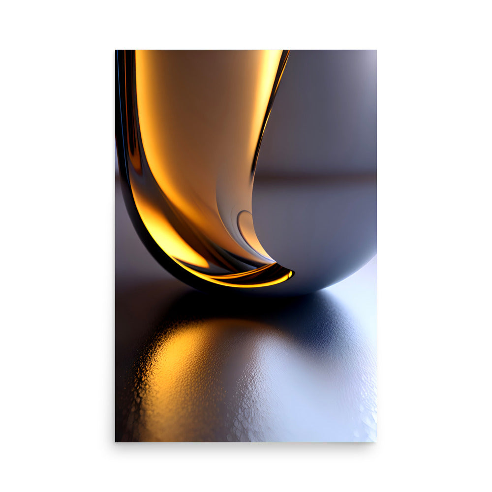A shiny gold sculpture on art prints, a fun stylish modern mix of shape and color.
