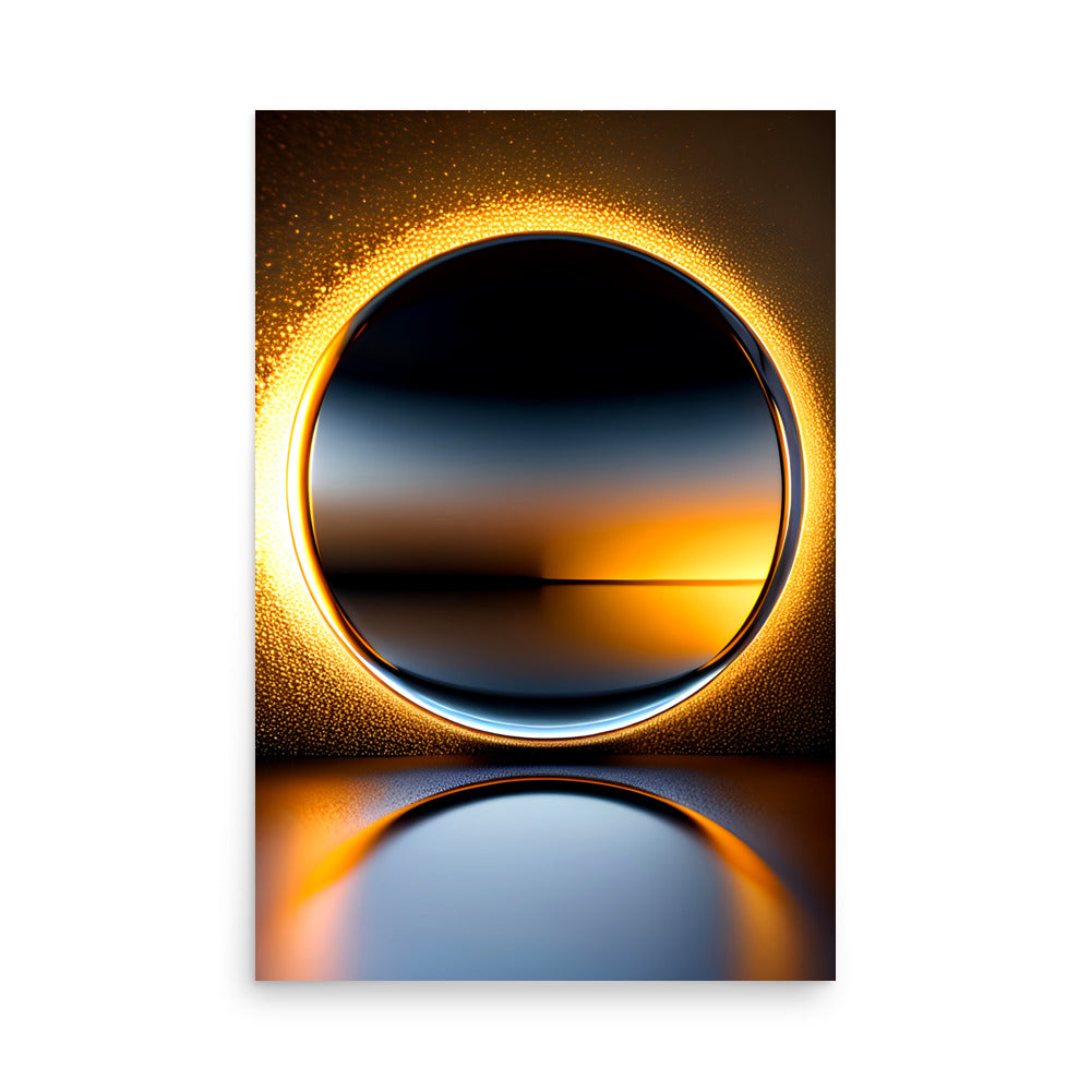 Hole in the wall, this modern art grabs the imagination with a bright golden yellow light.