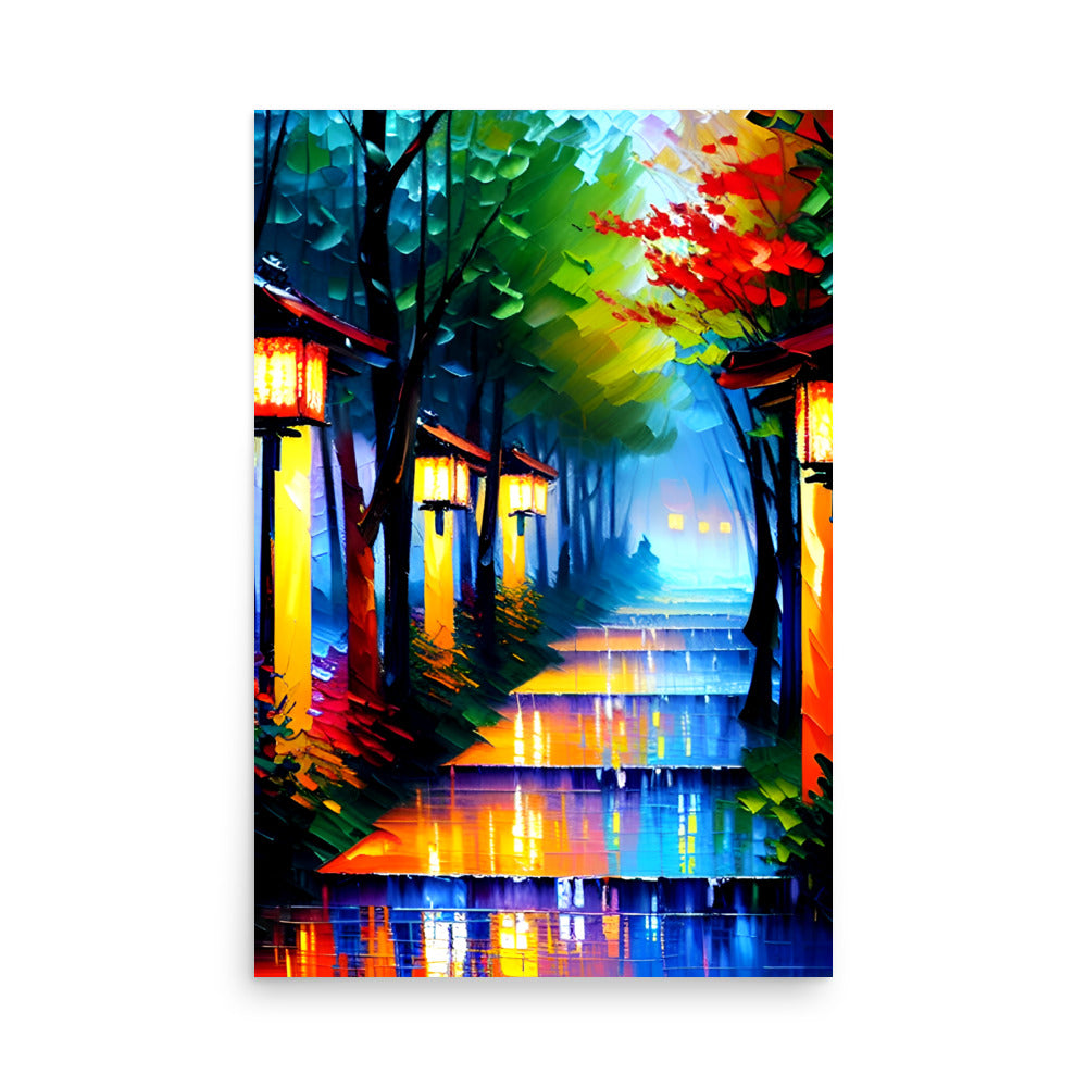 The most beautiful walkway painting you'll ever see, a breathtaking artwork with stunning reflections.
