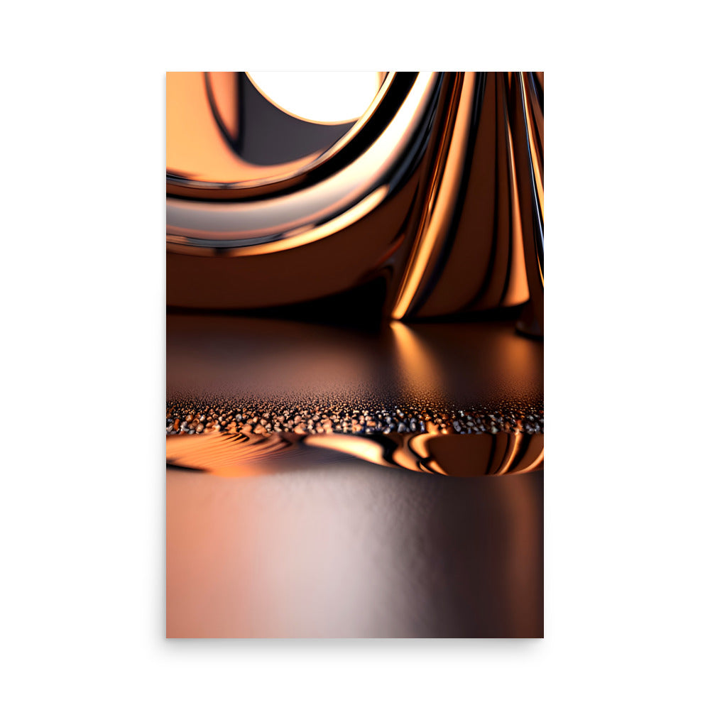 Copper colored abstract art with incredible reflections, various textures.