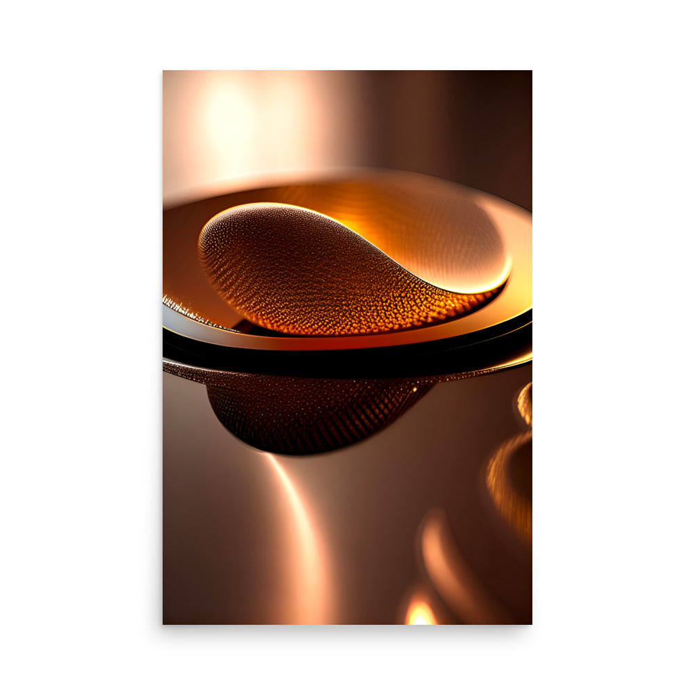 A copper colored abstract art with curves, a warm relaxing modern style.
