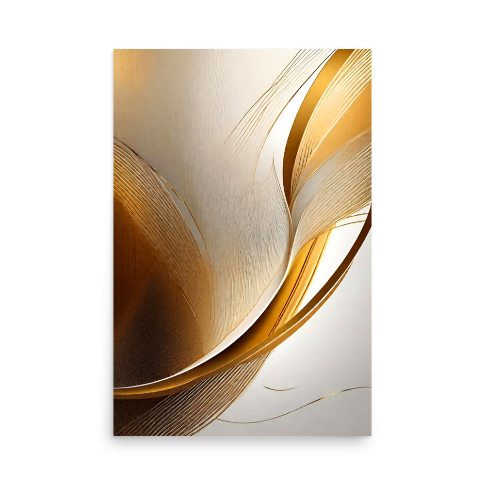 Sculptural forms with curved edges of golden and ivory layers, and subtle shadows.