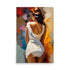 A sensual abstract painting of a sexy woman that's wearing a short white dress.