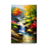Dynamic painting featuring a cascade amidst colorful autumn foliage and vivid brushstrokes.