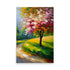 Painting with a path under colorful trees painted with beautiful thick paint strokes.