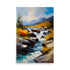 A beautiful river scene painted with dynamic water flowing over the rugged rocks.