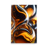 A colorful reflective glass art with golden yellow swirls with an amber glow.