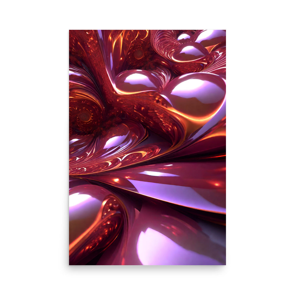 AI prompt abstract art with intense pink and purple colors, and beautiful reflective surfaces.