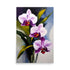 A vibrant orchid painting with bold abstract purple and green brush strokes.