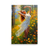A free spirited woman in a field of golden poppies glowing in the sunlight.