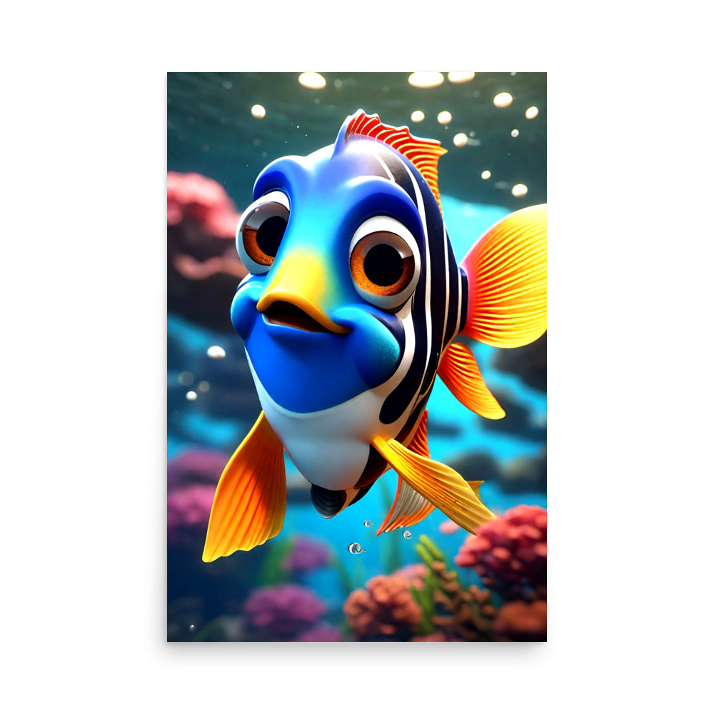 A cute anime fish with big curious eyes, and beautiful colors.