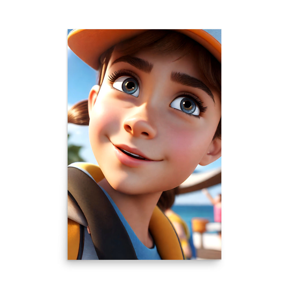 A spirited young girl with an animated look on her sunlit face, has